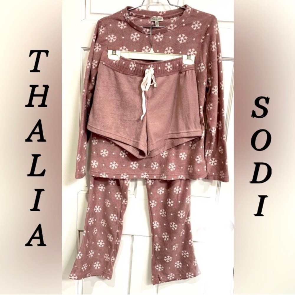 THALIA SODI 3piece fleece pajama set Snowflake size L NWOT - Picture 7 of 7